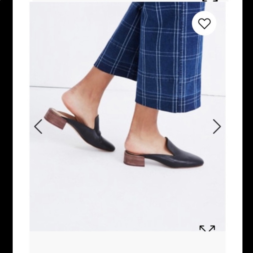 Madewell Willa Black leather slide loafer mule 8